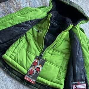Kohl's ZeroXposur Kids Sz 2T Vibrant Green Puffer 3 in 1 Jacket